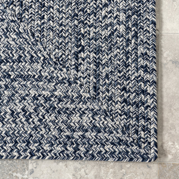 Birch Lane™ Bronte Machine Braided Blue/White Indoor/Outdoor Rug & Reviews Wayfair